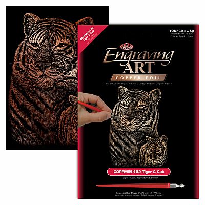 Engraving Art Copper - Mini Tiger & Cub