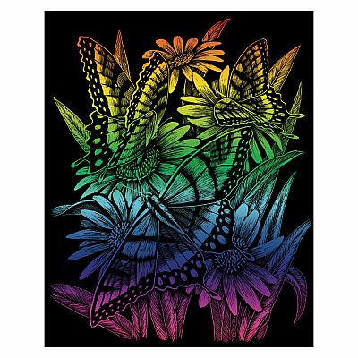 Engraving Art Rainbow - Butterflies & Daisies