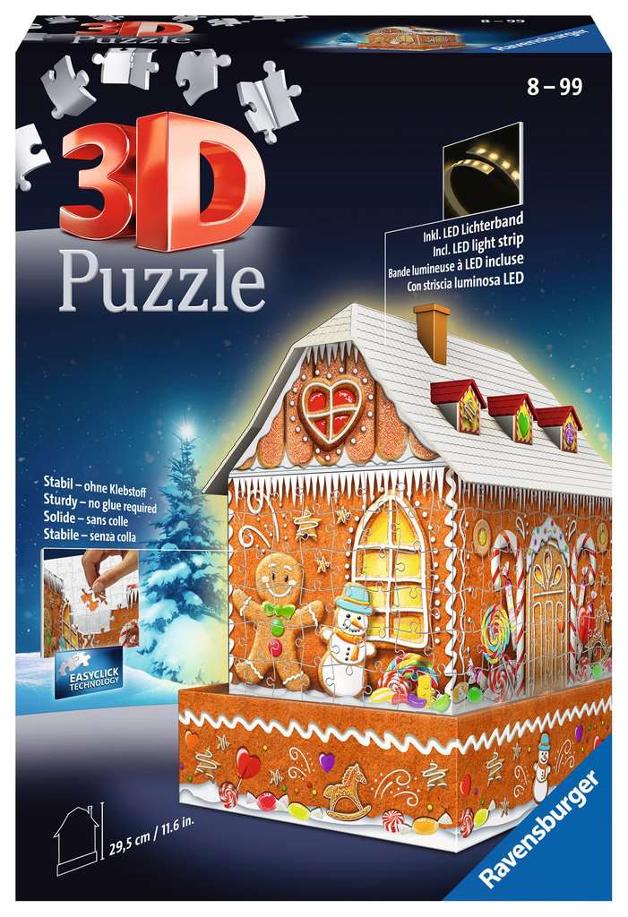 3D Gingerbread House Night Edition (216 pc 3D) Ravensburger - Kite and  Kaboodle