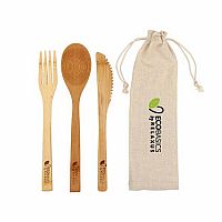 Reusable 3-Piece Bamboo Cutlery Set