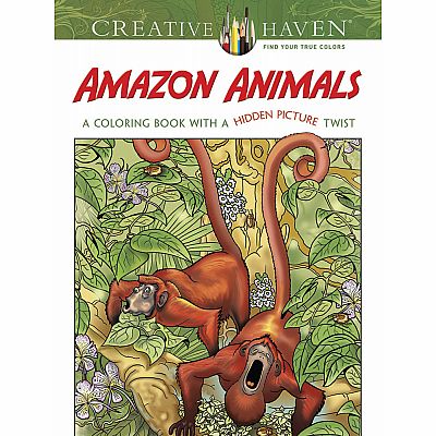 Creative Haven Amazon Animals: A Coloring Book with a Hidden Picture Twist
