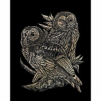 Engraving Art Gold - Owls