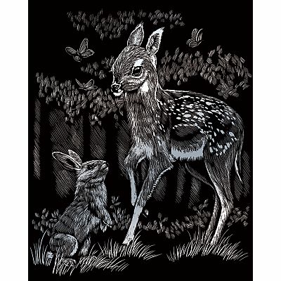Engraving Art Silver - Fawn & Bunny