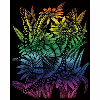 Engraving Art Rainbow - Butterflies & Daisies